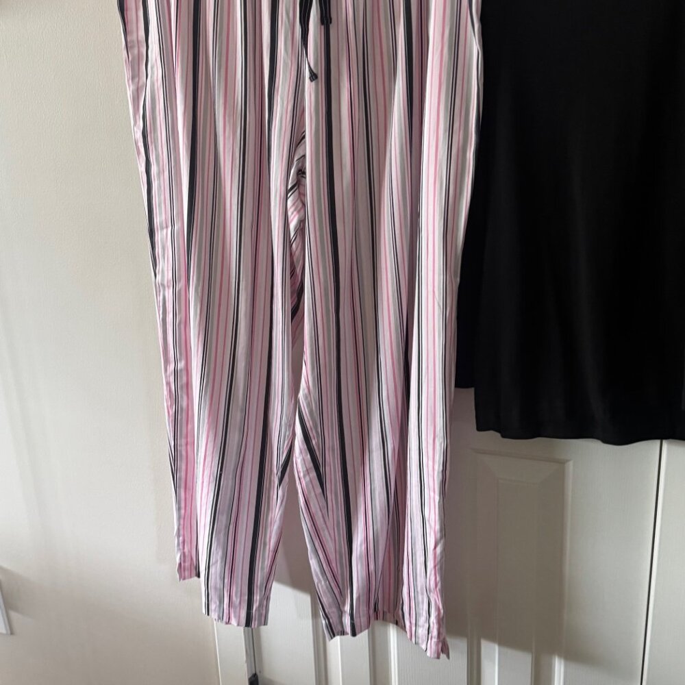 Charter Club Womens Intimates Sleepwear Black Top Pink Black Striped Pants 2X - Picture 3 of 15